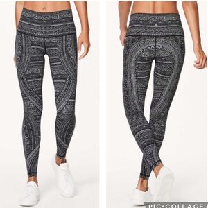 Lululemon Wunder Under Hi-Rise Tight Black White Entwined‎ Wunder Legging Size 4